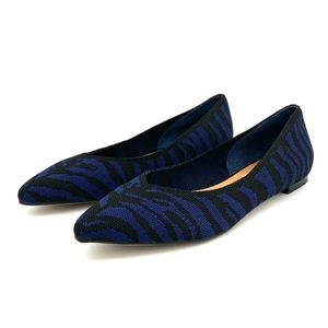 Corso Como Julia Knit Flats Women’s Size 8 Tiger Stripe Point Toe Slip On Blue
